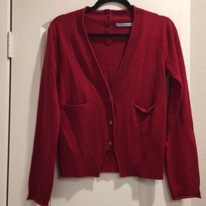 Lily McNeal Red Cashmere Cardigan, Size Small